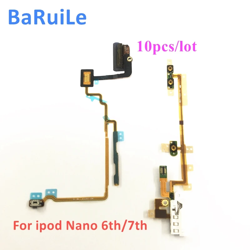 

BaRuiLe 10pcs Power Volumn Audio Jack Flex Cable For iPod Nano 6 7 6th 7th Gen Switch On Off Button Ribbon Repair Parts