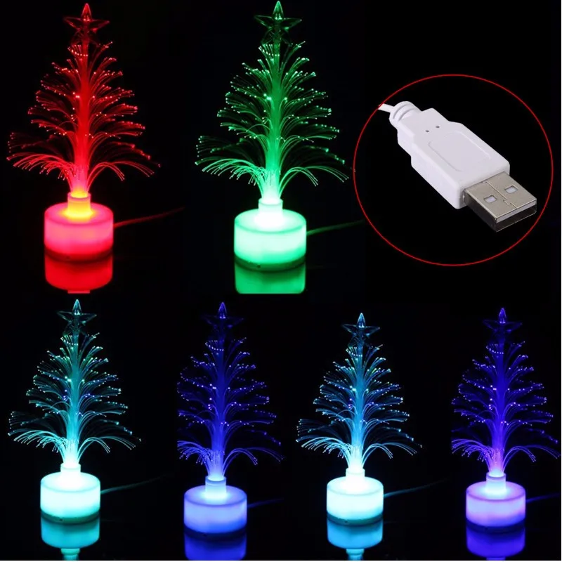 Mising Mini USB светодиодный ночник изменение цвета волоконно-оптический светодиодный светильник лампа в форме рождественской елки домашний декор