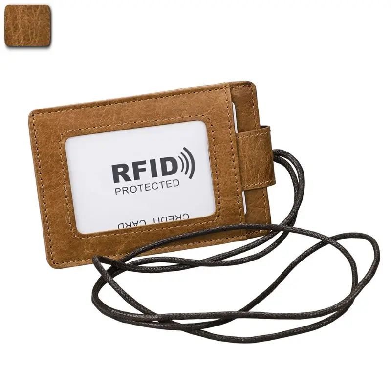 Портативный RFID Чехол для карт автобуса из натуральной кожи держатель