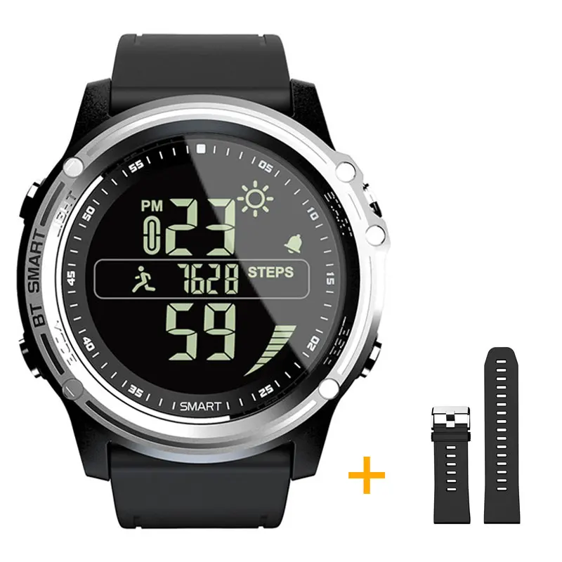 Спортивные Смарт-часы Lokamt с шагомером, водонепроницаемые, с напоминанием о звонках, Bluetooth, в режиме реального времени, с погодой, мужские Смарт-часы для IOS и Android - Цвет: silver add black