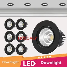 Белый черный COB светодиодный проектор потолочный светильник AC85-265V 5 Вт 7 Вт 9 Вт 10 Вт 12 Вт круглый светодиодный свет панели алюминиевый Встроенный с регулируемой яркостью 110 В 220 В