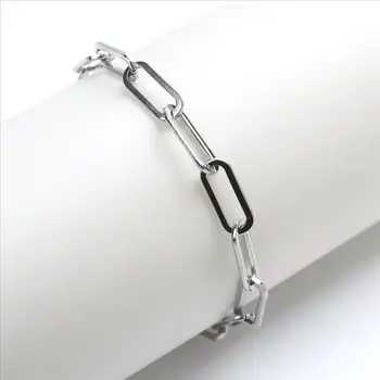 

CR-150 New 304 Stainless Steel 4mm Link Cable Chain Bracelets Black Gold Silver Color Oval Jewelry For Women Men Gifts