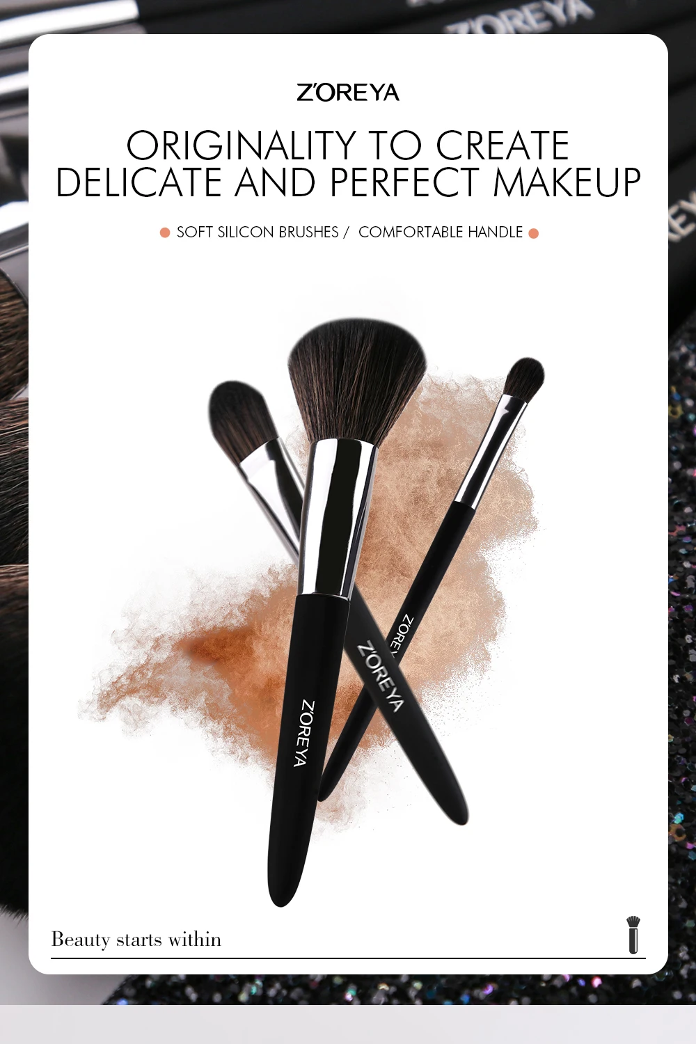 ZOREYA Makeup Brush Set 10pcs Cosmetic Brush Powder Foundation Blush and Eye Brushes