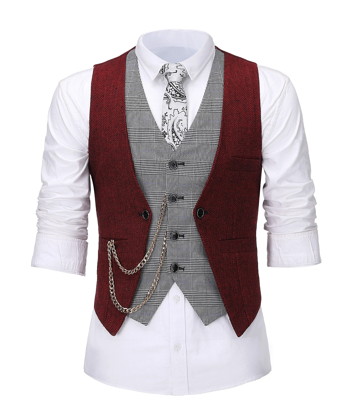 

Vest Men Tweed Vest Wool Waistcoat Business &Casual Slim Fit Custom Made Herringbone For Wedding Groomsmen Fashion