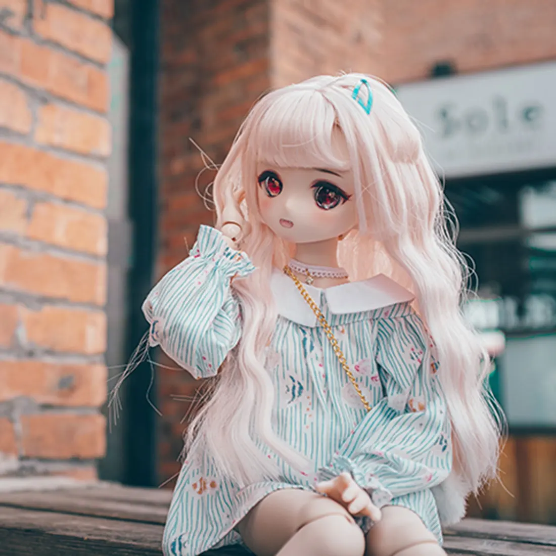 Modikerbjd простой стиль кукла воротник печатных платье для 1/4 BJD куклы (синий) без