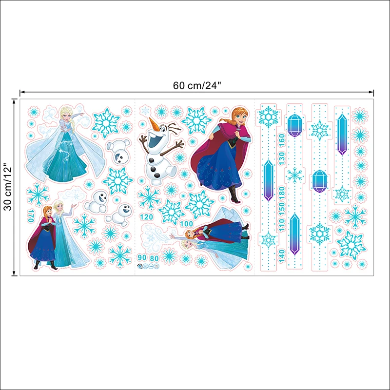Cartoon Disney Frozen Anna Elsa Growth Chart PVC Wall Stickers For Kids Room Home Decor DIY Anime Wall Height Measure Art Decals Cartoon Disney Frozen Anna Elsa Growth Chart PVC Wall Stickers For Kids Room Home Decor DIY Anime Wall Height Measure Art Decals