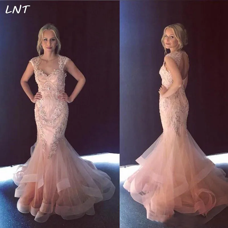 Cap Mouwen Trompet Prom Jurken Met Kralen Lange Avondjurken Met Tiered Rok Keyhole Terug Formele Slijtage Cap Mouwen Trompet Prom Jurken Met Kralen Lange Avondjurken Met Tiered Rok Keyhole Terug Formele Slijtage