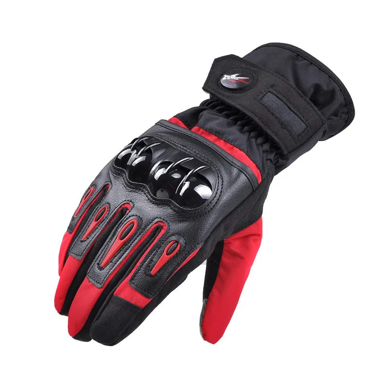 Мужские Зимние Перчатки для мотоциклистов с сенсорным экраном, водонепроницаемые перчатки для женщин и мальчиков, женские защитные перчатки для велоспорта - Цвет: red