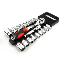 Crv quick release reversible ratsche steckschlüssel set werkzeuge mit hängen rack 1/4