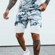 

2022 Summer 2 In 1 Shorts Men GYMS Fitness Running Shorts Quick Dry Male Shorts Bodybuilding Short Pants