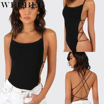 

WEPBEL Women Sleeveless Halter Bodysuit Strappy Backless Leotard Top Blouse Romper Bangdage Jumpsuit Playsuit Overalls