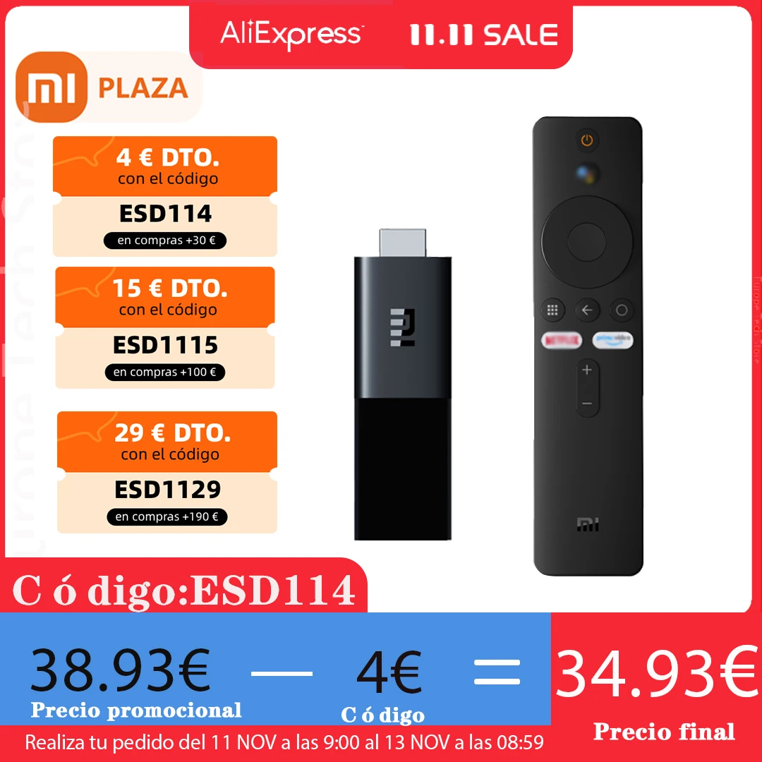 Оригинальный ТВ-стик Xiaomi Mi Android TV 9 0 HDMI-совместимый 2 четырехъядерный 1080P Dolby DTS HD