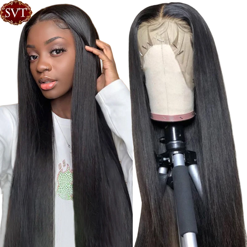 Svt Long Straight Hair Lace Frontal Wigs Indian Human Hair 360 Wigs For Black Women Swiss Lace Natural Color Remy Hair 8 26 Inch 360 Lace Wigs Aliexpress