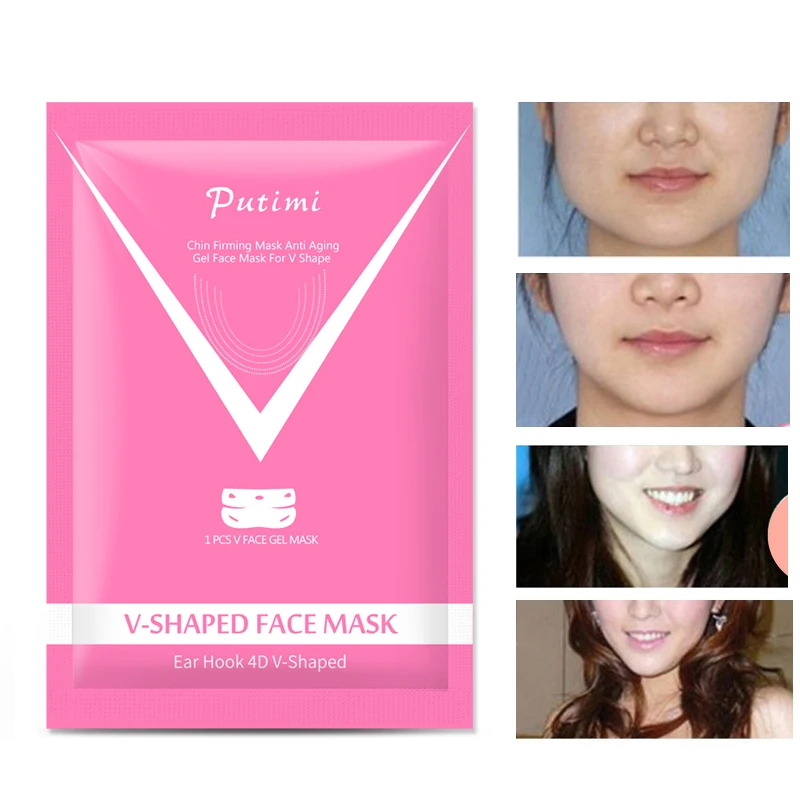 

2PCS 4D V Shaped Face Mask for Slimming Face Lifting Thin Chin Cheek Neck Hydrogel V Line Shape Firming Sheet Mask Anti Wrinkle