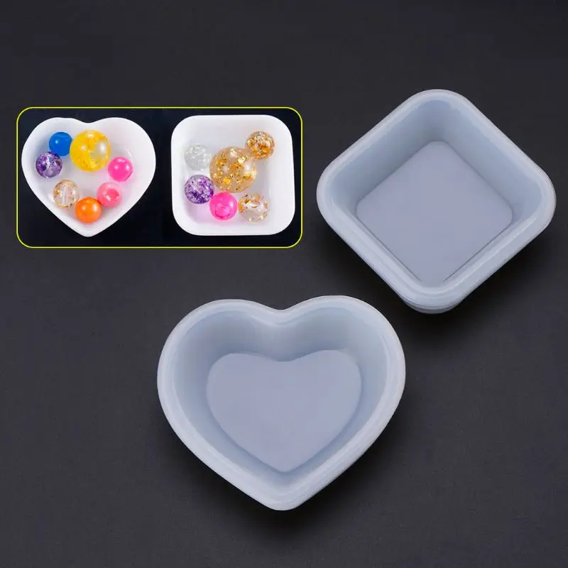 Silicone Mold Heart Square Molds DIY Jewelry Making Cake Decoration Crafts Disc Plate Epoxy Resin Decorative Geometric Charm