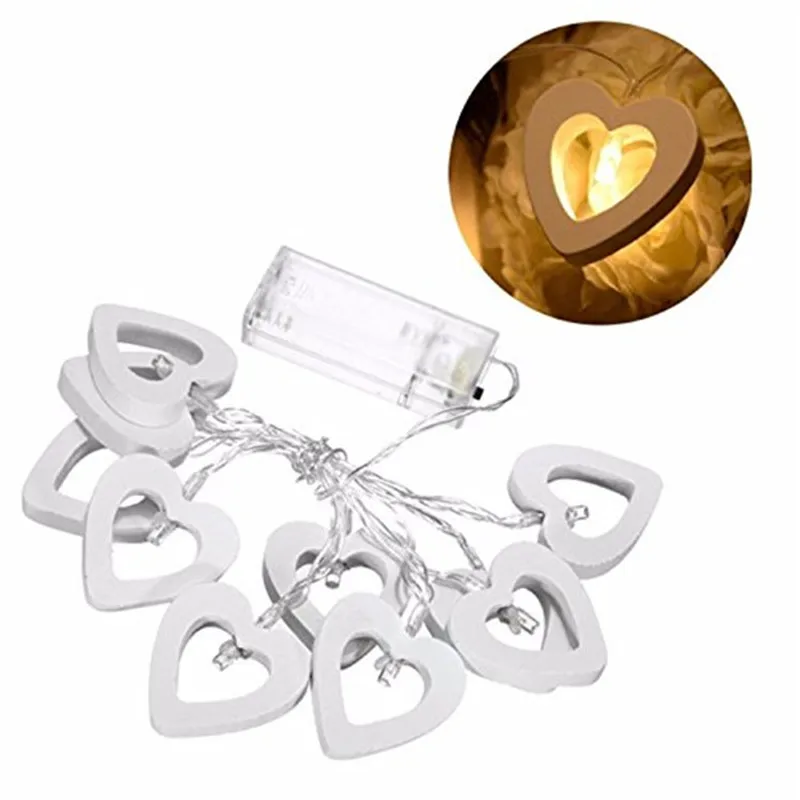

Valentines Day Decor 1m 10 Lamp Wood Love Shape Light Strings Valentine's Day Wedding Decoration Birthday Party Decoration Kids