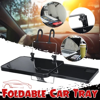 

Foldable Car Seat Steering Wheel Laptop Stand Multi-functional Food Drink Table Holder with Drawer Shelf