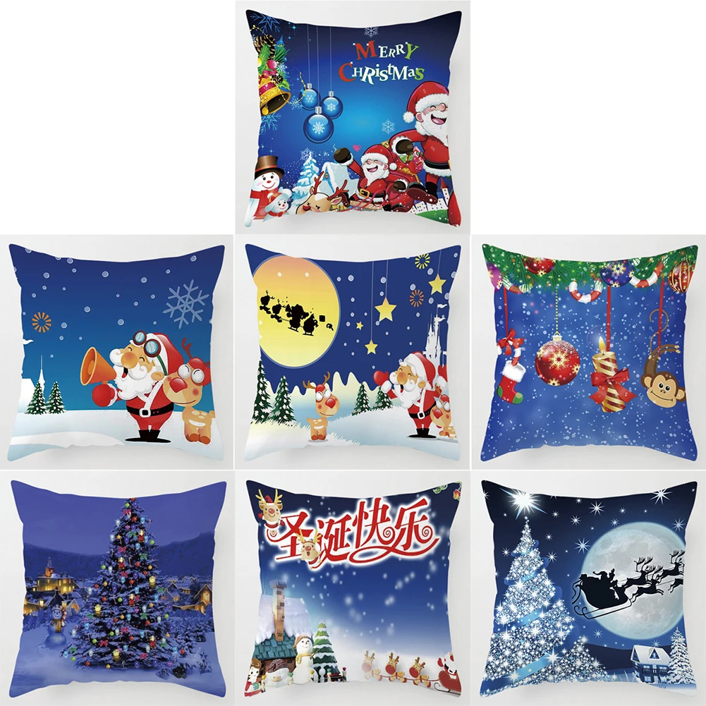 

New Christmas Throw Pillow Covers Home Decor Santa Claus Elk Christmas Tree Pillow Cover Living Room Santa Claus Cushion Cover