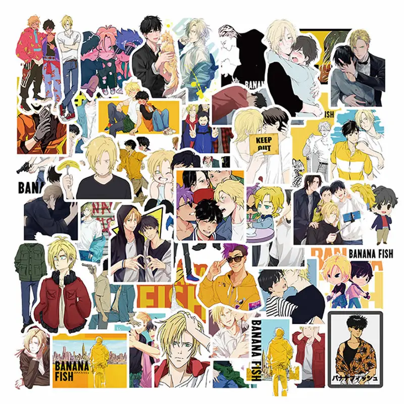 

50PCS Anime BANANA FISH Stickers Waterproof Motorcycle Luggage Laptop Guitar Skateboard Notebook Decals Cartoon Stiker Kids Toys