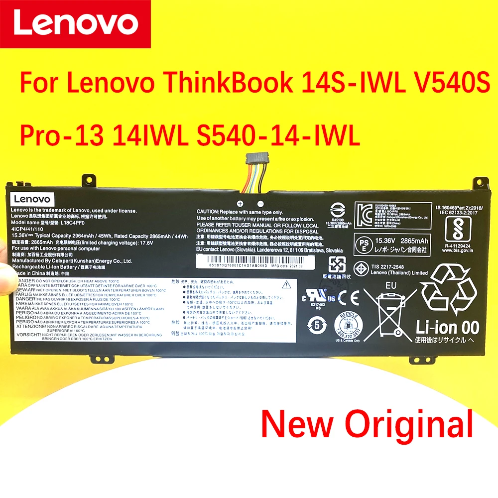 Bateria Original Nova do Portátil para Lenovo Thinkbook 14s-iwl V540s Pro13 14iwl S540-14-iwl L18c4pf0 L18m4pf0 L18d4pf0