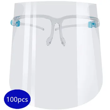 

US Hot Sale 100pcs Protective PET Face Shield Eye Cover With Glass Holder Transparent Eye Face Shield Dust-proof Mask