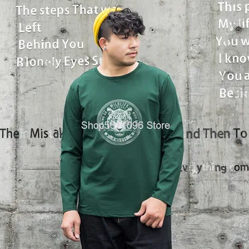 

Big Size Tide Men's Wear Plus Fat Plus Loose Fat Man Fat Round Neck Long Sleeve T Shirt Backing Shirt Autumn