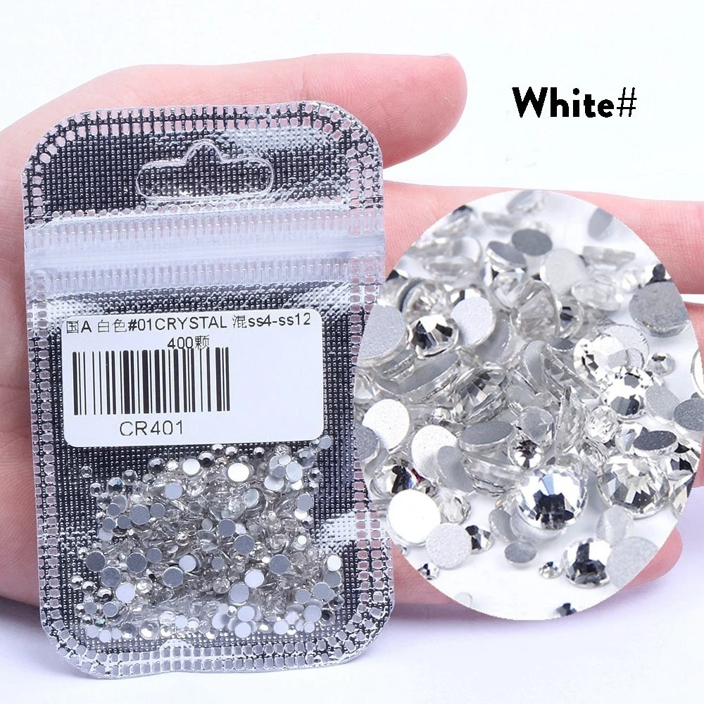 White 400 шт 3D стеклянные с плоской стороной Стразы для рукоделия одежда горячей фиксации камень-кристалл AB аппликация горячей фиксации Стразы для ногтевого дизайна украшения - Цвет: White