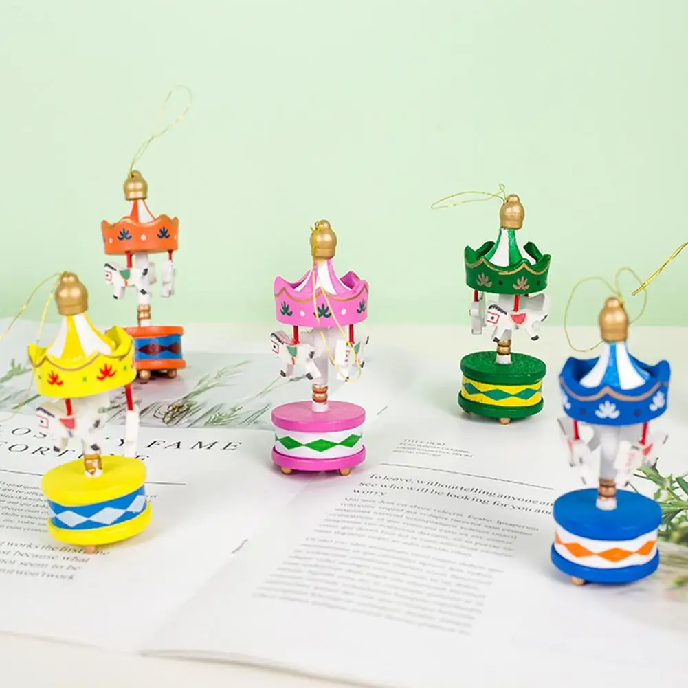 

New Christmas Decoration Carousel Decoration Christmas Tree Wooden Decoration Pendant 6PCS/Set