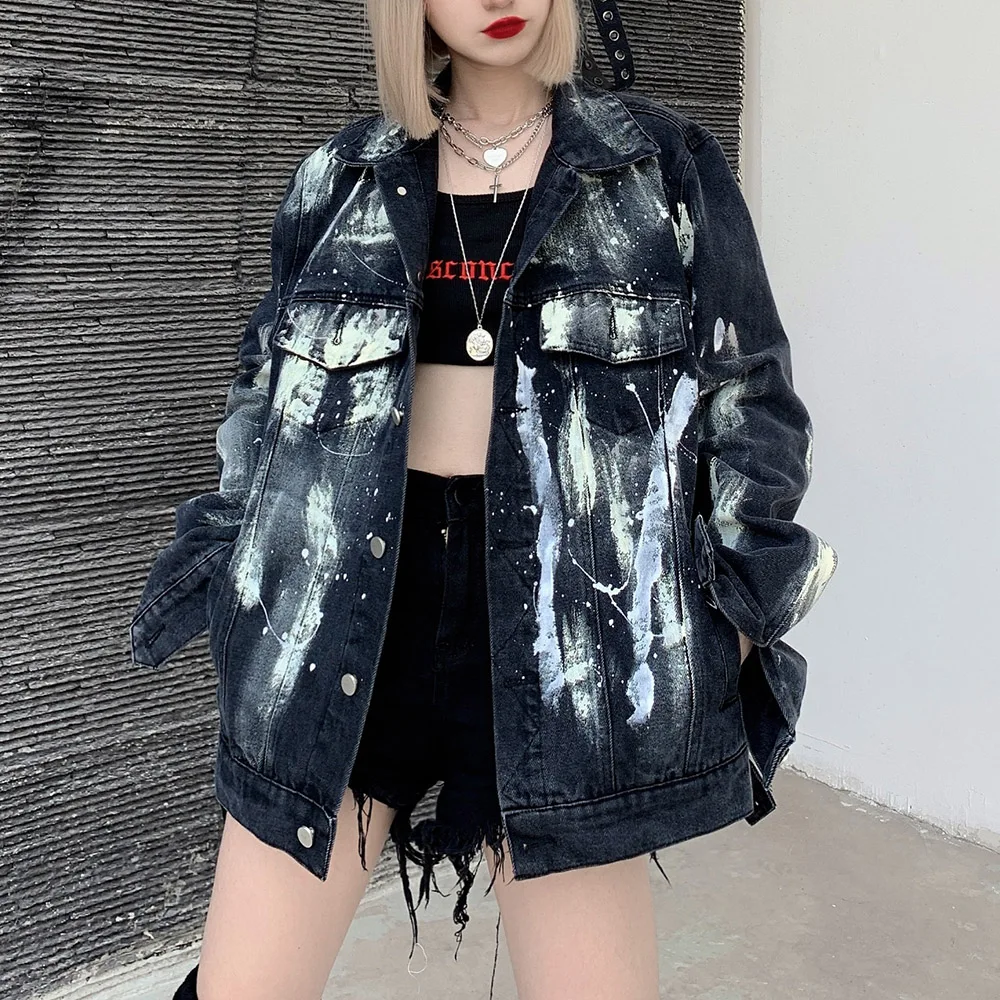 

Jacket Women Denim Hip Hop Jacket Women Long Sleeve Young Girls Coats Elegant 2020 Autumn Outwear Street Student Streetwear