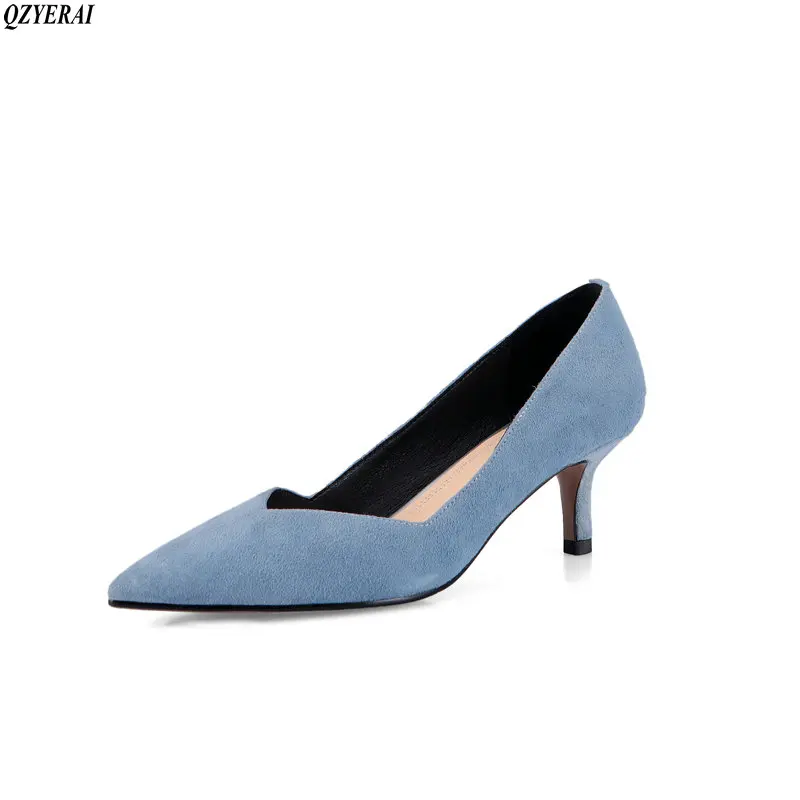 

Classic Designer Thin Heel Women Pointed Toe Pumps office Lady 60MM High Heels Shoes Real Leather Nude