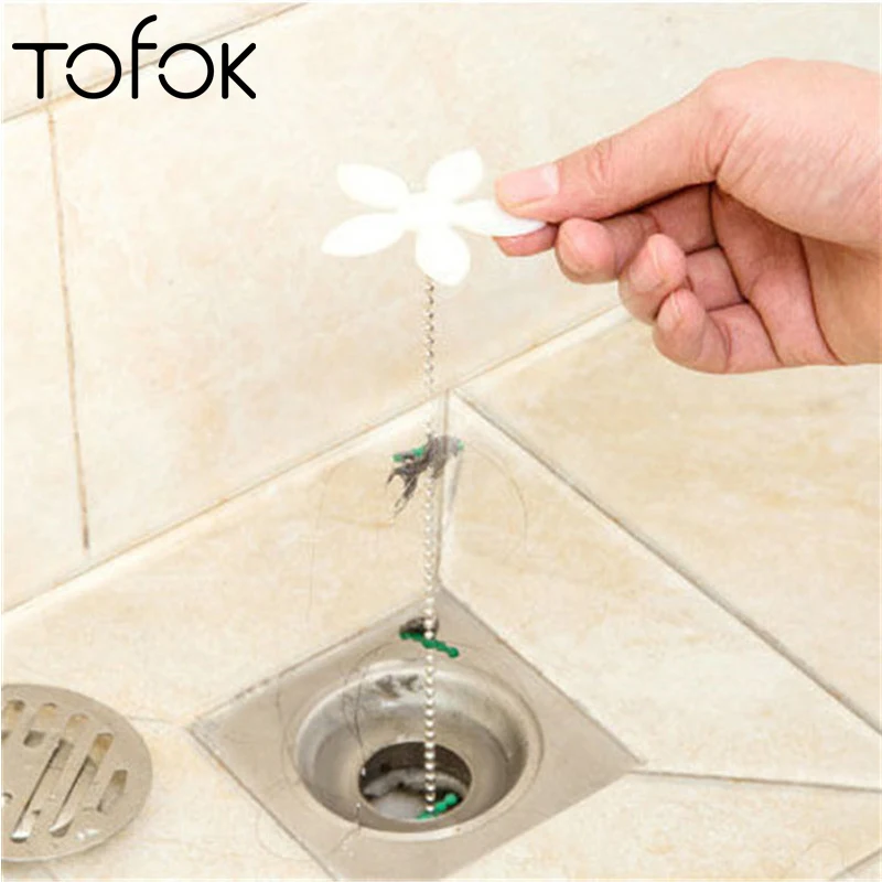 Tofok-limpiador de pelo para alcantarillado, eliminador de cadena de flores, gancho de limpieza de tuberías para fregadero de cocina, baño, filtro antibloqueo para instalación
