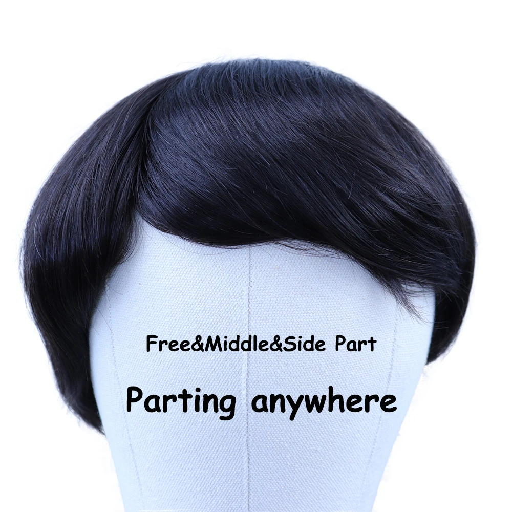 YY Wigs Natural Black Men's Toupee Indian Remy Human Hair Replacement System 4x4 - 8x10 Fine Mono Net Human Hair Toupee for Men