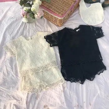 

2020 new girls 2 pcs lace set t-shirt+shorts fashion summer cool girls suit 1-6 years HO711