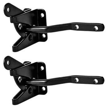 

HOT-2Pcs Self Locking Gate Latch Automatic Gravity Lever Fence Gate Lock for Wood Fence Gate Door Latches Steel Black