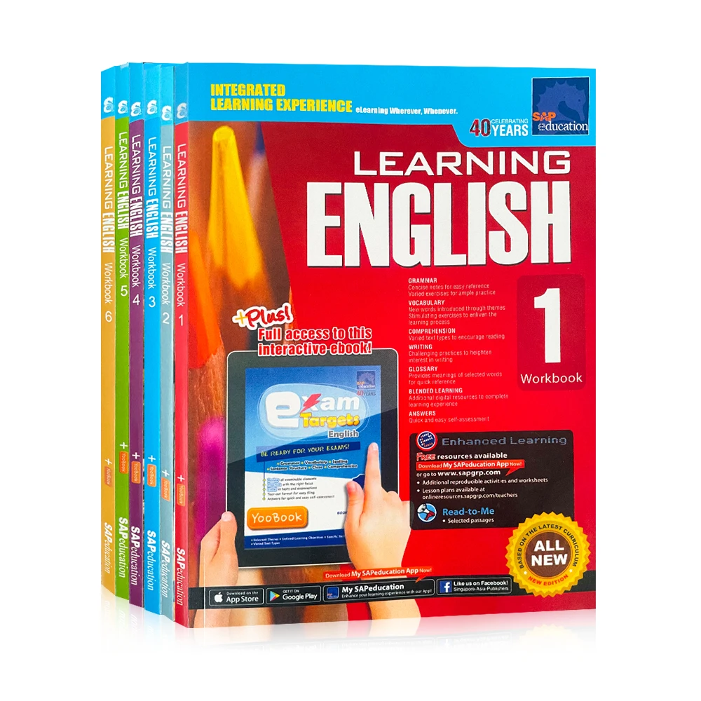 6-livros-conjunto-sap-educacao-1-6-grau-criancas-aprender-ingles-livro-de-trabalho-criancas-homeschool-livros-cingapura-escola-primaria-livro-de-escrita