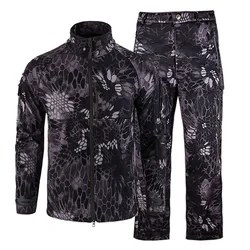 Winter Tactical Waterproof Soft Shell Jacket Set Men Shark Skin Camouflage Windbreaker Warm Fleece Coats Military Jacket Clothes