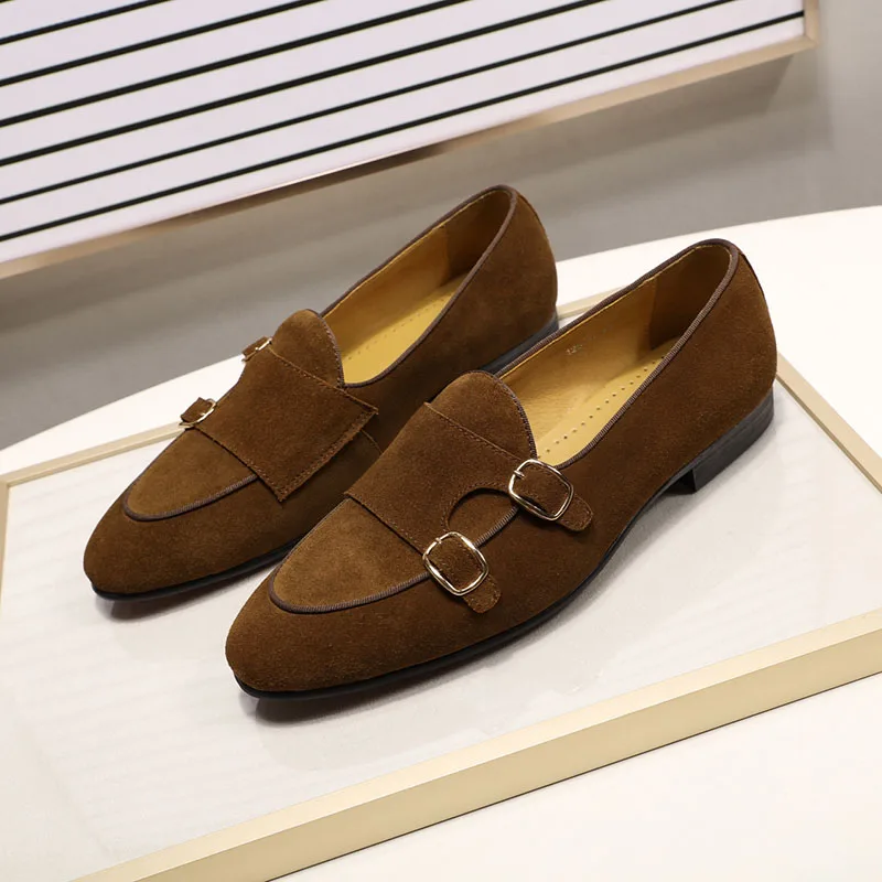  FELIX CHU hommes mocassins en daim messieurs mariage fête décontracté sans lacet chaussures noir ma
