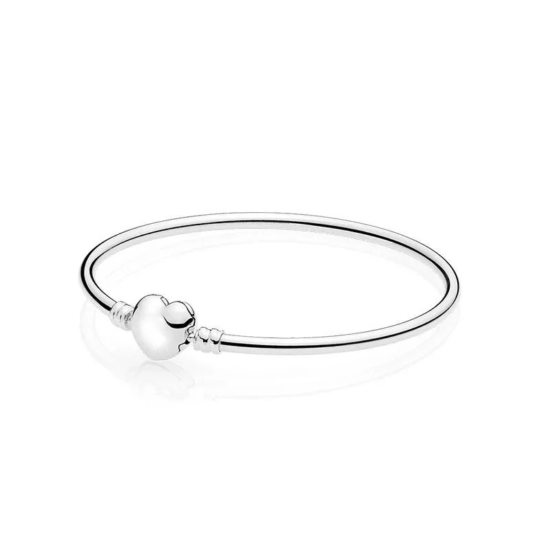 

Pan home s925 silver heart-shaped buckle headband logo basic bracelet simple temperament sterling cute DIY bracelet female