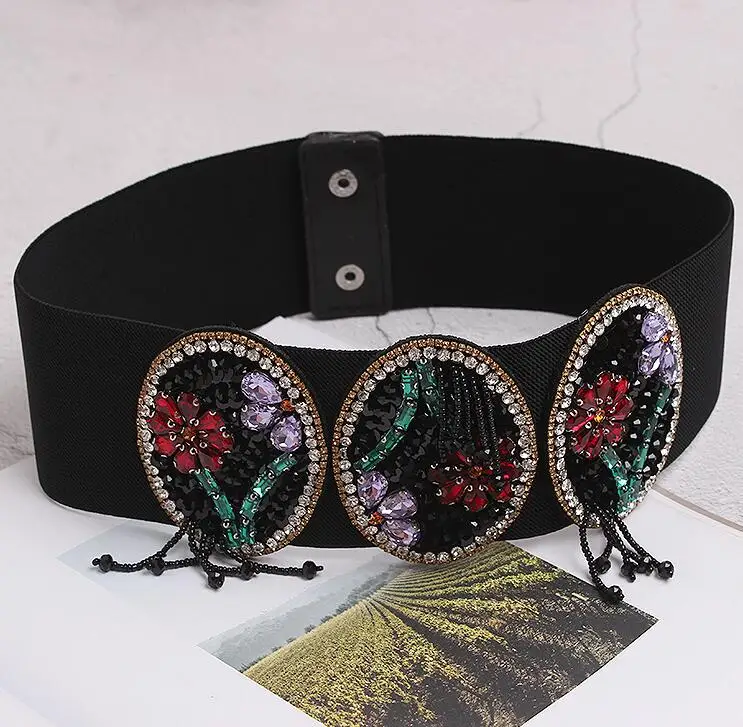 Женские Подиумные модные blingbling Стразы с бисером широкие пояса женское платье Корсеты Пояс Ремни украшения широкий пояс R2419