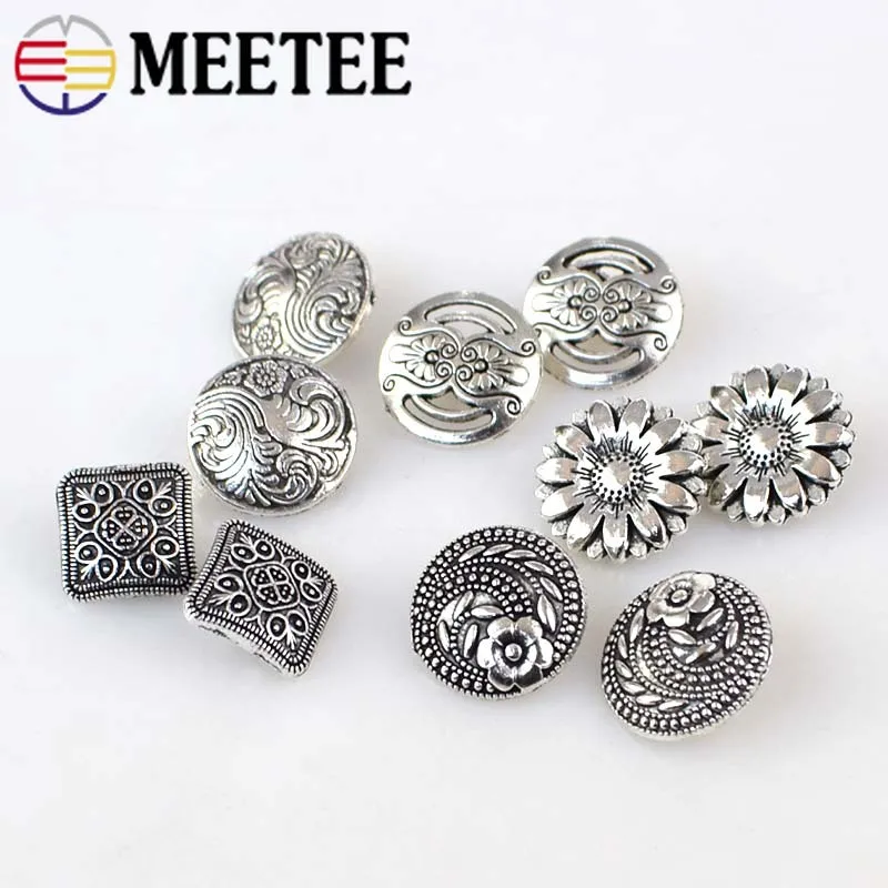 Meetee 50pcs 17mm Vintage Metal Square Shank Button DIY Jeans Coat Clothing Decoration Sewing Accessories C2-61 | Хобби и рукоделие