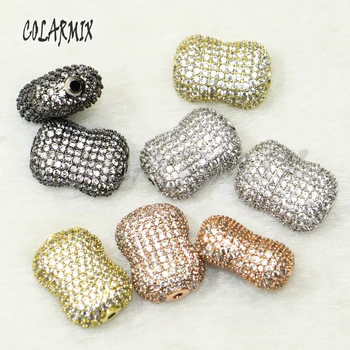 

5 pieces peanuts pendants micro pave mix colors zircon beads accessories for women crystal charm 50159