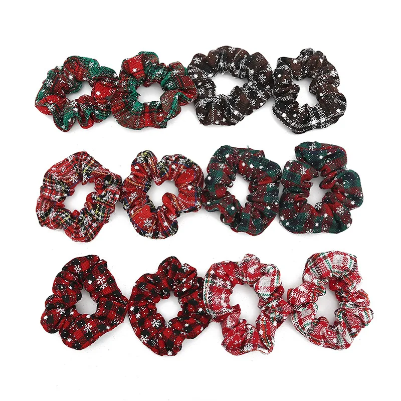 

1P Plaid Big Snowflake Stripe Ponytail Elastic Hair Bands HeadWear Elegant Girls Hair Bands Women's Hair Accessories