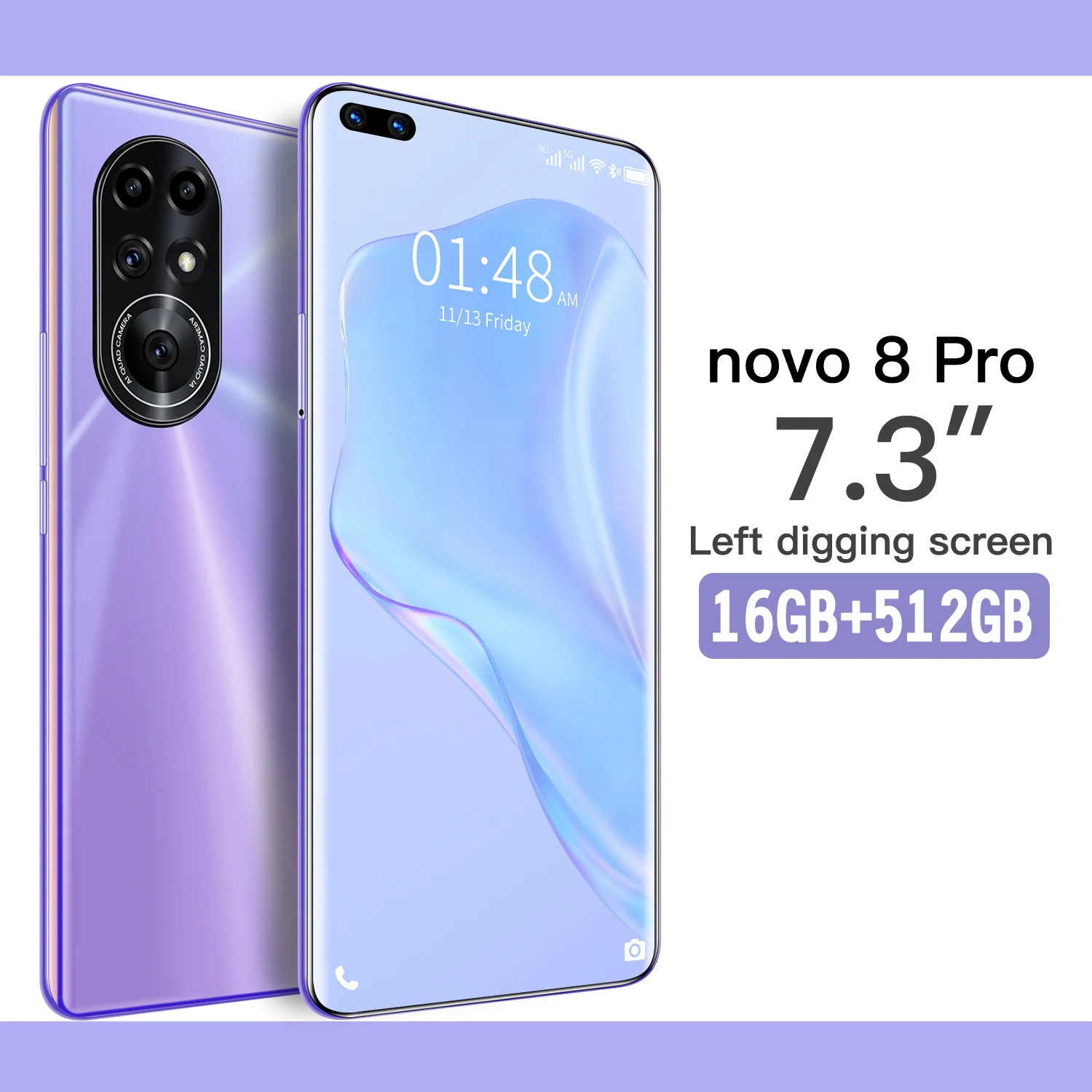 US $107.13 Global Version Novo8 Pro 73 Smartphone Android 16GB RAM 512GB ROM 6800mAh Deca Core CPU Mobile Phone 32MP Rear Cameras