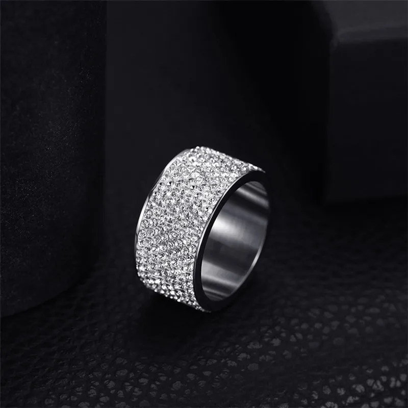 Wholesale 8 row Crystal Rings for Women Austria Crystal Ring Stainless Steel Bijoux For Women Wedding Jewelry - Image 5