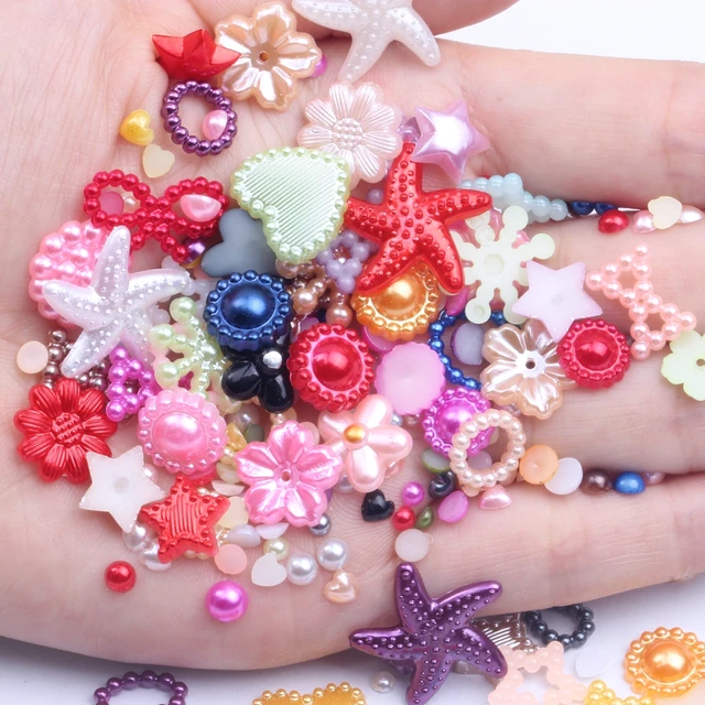 New Half Pearl Flower Shape Mix Colors White Ivory Color Imitation Pearls  Flatback For Nail Art DIY Decorations Accessories - AliExpress