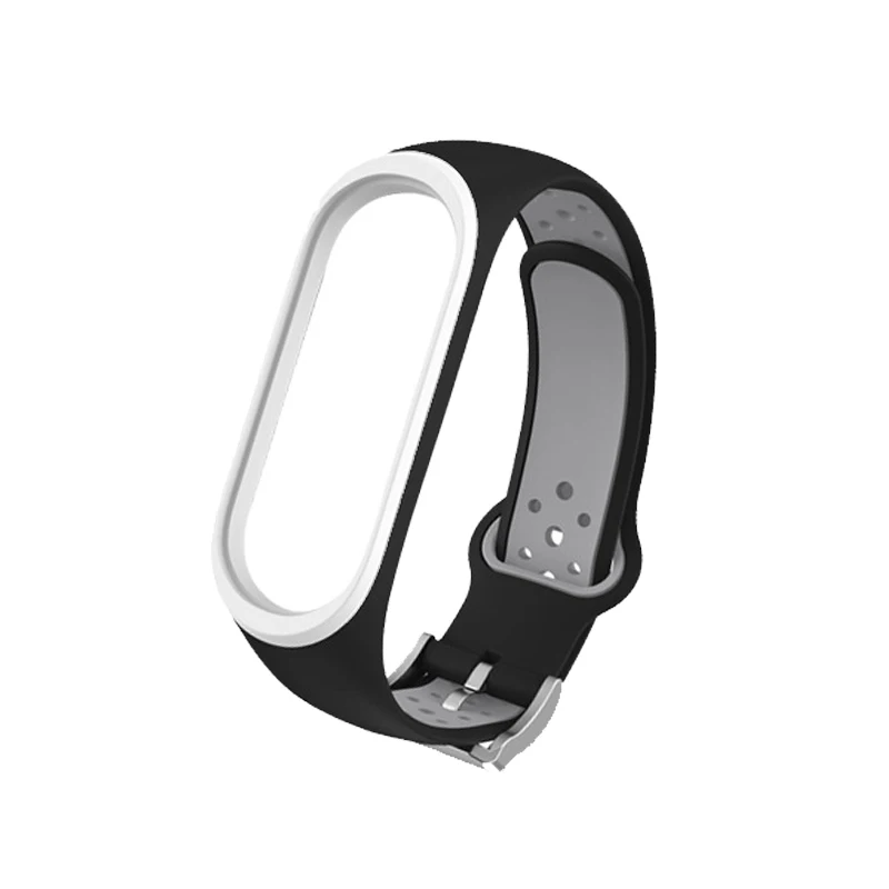 BOORUI mi Band 4 ремешок с металлической пряжкой силиконовый ремешок Замена для Xiaomi mi Band 3 4 Pulsera аксессуары - Цвет: Black with gray