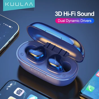 

KUULAA TWS Double Horn Bluetooth Earphones, Fingerprint Touch HD Stereo Wireless Headphones,Noise Cancelling Gaming Headset