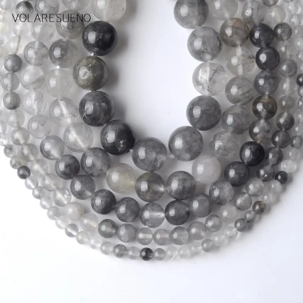 Wholesale Natural Grey Crystal Quartz Stone Spacer Loose Beads Round For Jewelry Making 4/6/8/10/12mm Diy Bracelet 15&quot | Украшения и