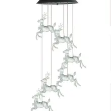 6 светодиодный солнечный колокольчик лампа красочный Рождественский олень Гирлянда Свет Открытый сад двора окна висячие украшения огни