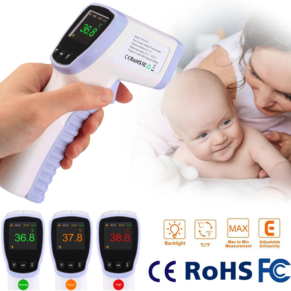 

2020 Medical Infrared Thermometer Forehead Baby Portable Non-contact child Handheld Body/Object Temperature Measure IR Device